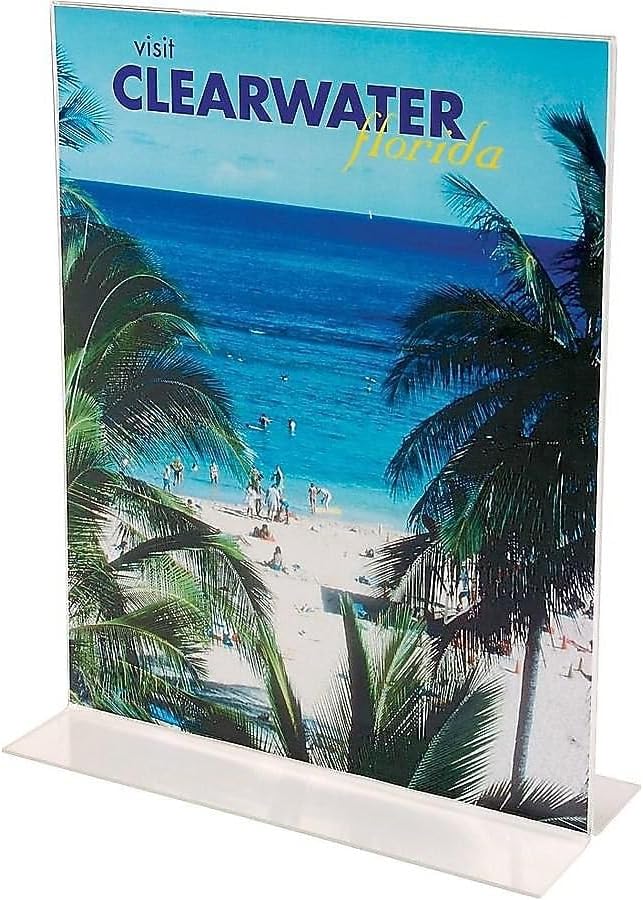 STAPLES Sign Holder, 5" x 7", Clear Plastic – Small Desktop Display Stand for Price Cards, Notices & Table Signs