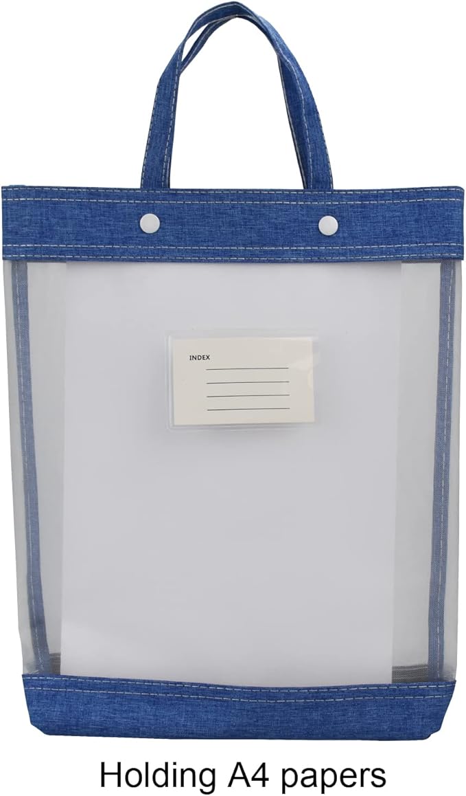 Nylon Document Bag with Handle Light Transparent Mesh File Tote Bag Pouch for Carrying Books Papers (1, Blue)