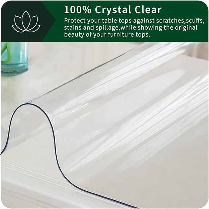 Clear 1.5mm Round Table Mat, 32 Inch Diameter, PVC Vinyl, Waterproof, Heat Resistant, Wipeable, Protects Against Scratches, Spills, and Stains