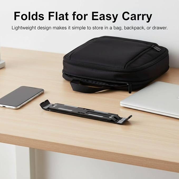 Foldable Laptop Stand, 7-Level Adjustable Aluminum Alloy Tablet Holder, Ultra-Thin Portable Notebook Riser for Desk, Office, Home, Travel (Silver,Plastic)