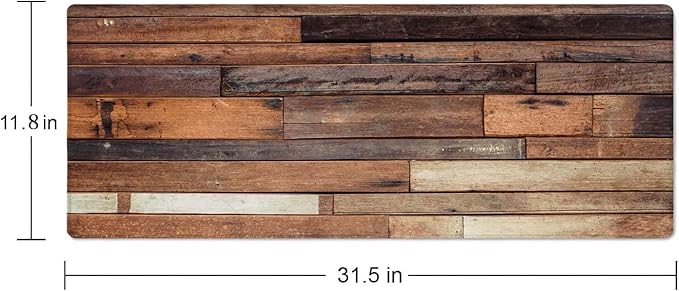 Desk Mat, Old Wood Plank Texture Extended Gaming Mouse Pad Large, 31.5"x11.8" Big Mouse Pad with Non-Slip Base and Stitched Edge, Long Computer Keyboard Mouse Mat for Home Office Work