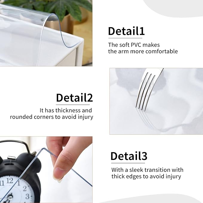 Clear Desk Mat, Non-Slip PVC Desk Protector Mat with Round Edge, Heat Resistant & Waterproof Clear Desk Writing Mat for Home and Office (63"*23.6")