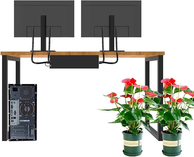 Under Desk 17 inch Wide Cable Management Tray, Power Strip Holder, Metal Cord Organizer, Wire Management for Office and Home, Black (UDCMT17In, Black)