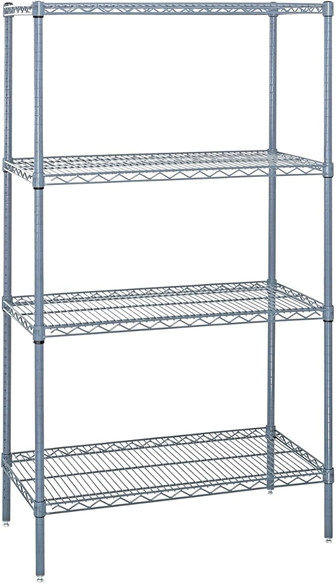 Quantum Storage Systems WR54-1860GY Wire Shelving 4 Shelf Wire Starter Units, 18" x 60" x 54", Gray Epoxy