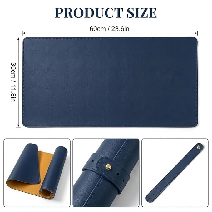 Double Sided Nail Art Table Mat, Soft Microfiber Leather Nail Hand Rest Mat, Waterproof Nail Arm Rest, Nail Mat for Manicure Table Nail Technician, for Desk, Dining Table, Blue & Yellow (MAT ONLY)