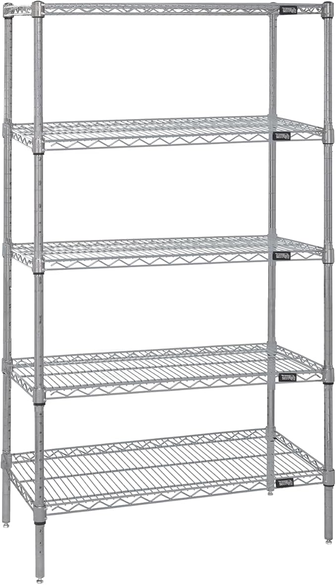 Quantum Storage Systems WR86-3072S-5 Starter Kit Wire Shelves Stainless Steel 5 Shelves 86" H x 72" W x 30" D