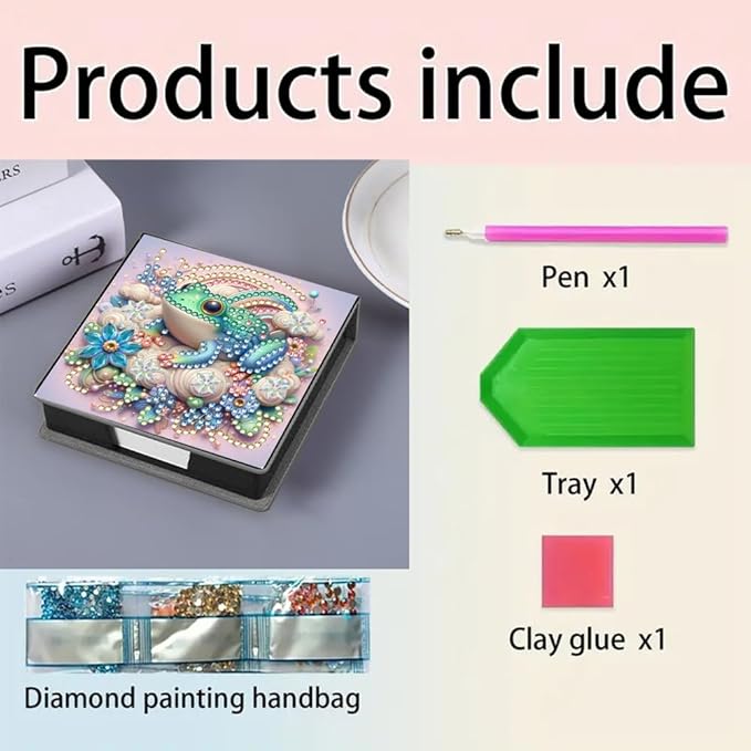FRANDEK Flog Creative Diamond Art Desk Organizer, DIY PU Note Box with 160 Sheets, All-in-One Gift Set for Craft Lovers, Elegant Mosaic Kits for Home & Office