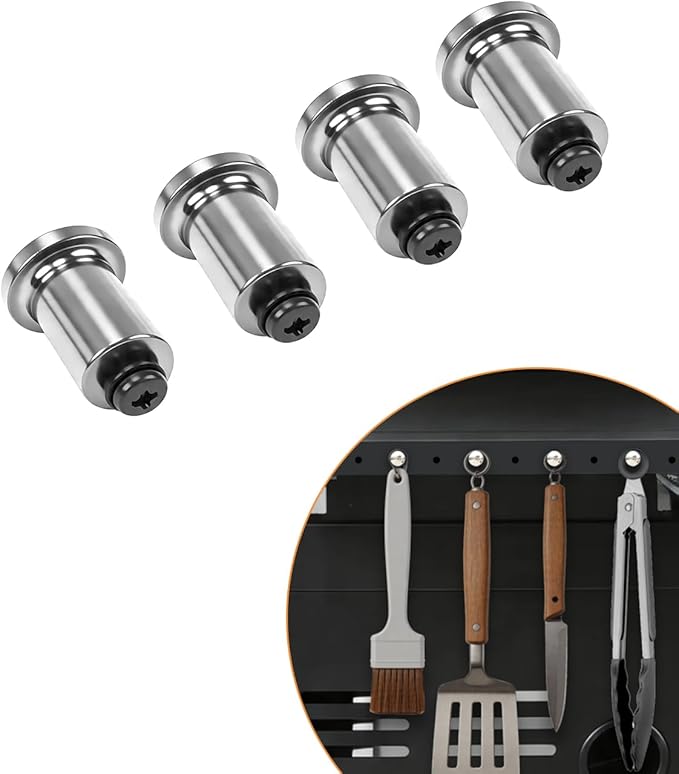 4-Pack Grill Tool Hooks for Charbroil 9466065W24 & 5667408R06, Heavy-Duty Metal BBQ Utensil Hangers for Char-Broil Gas, Charcoal & Smoker Grills, Easy Install Hooks for Char Broil Grill Accessories