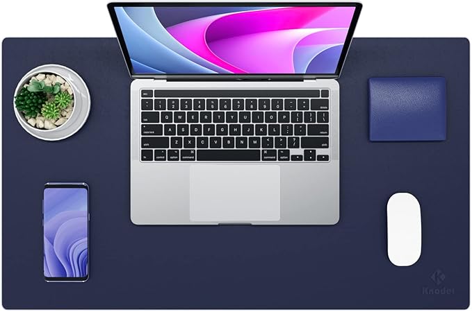 K KNODEL Non-Slip Desk Mat, Desk Pad, Desk Blotter, Desktop Mat for Desk, Small Desk Protector, Office Computer and Laptop Mat for Desk (23.6"x13.8", Dark Blue)