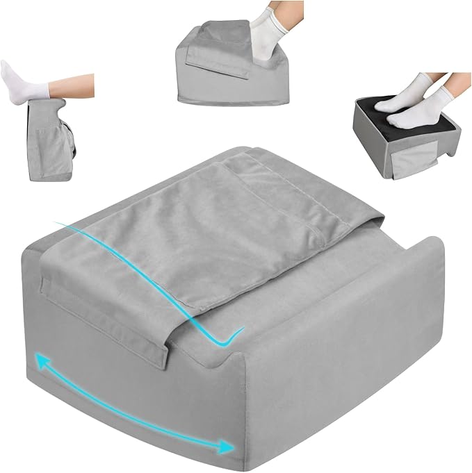 Ergonomic Foot Rest for Under Desk at Work – 15° Tilt Angle Under Desk Footrest with High-Resilience Foam, Velvet Top & Non-Slip Base, Comfortable Foot Stool for Office Chair and Home, Grey