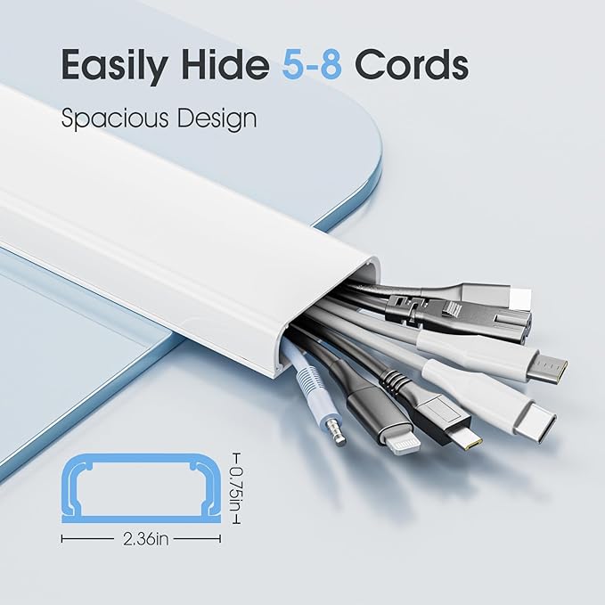 47in XX-Large Cord Hider Wall Mounted TV, Pre-drilled Cord Cover, Wire Hiders for TV on Wall, Paintable Cable Cover, W2.36in H0.75in