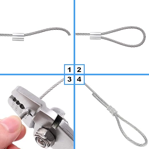 Glarks 50Pcs 3/16''(5mm) Aluminum Crimping Loop Sleeve Wire Rope Sleeves Double Barrel Ferrule for Wire Rope and Cable Line End (3/16''-50Pcs)