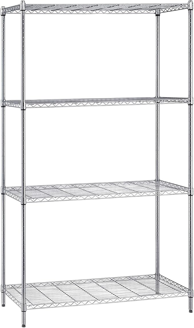Quantum Storage Systems WR86-1242C Starter Kit for 86" High 4-Tier Wire Shelving Unit, Chrome Finish, 12" Width x 42" Length x 86" Height