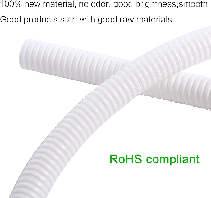 Alex Tech 100ft - 1/2 inch Split Wire Loom Tubing - White
