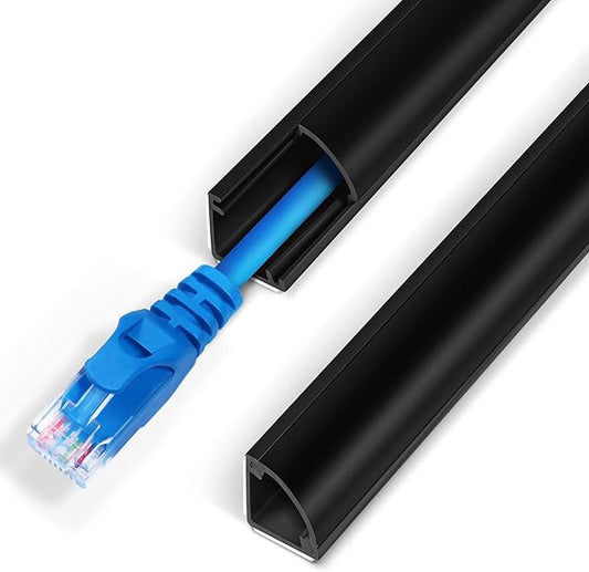 136in Corner Cable Concealer, One-Cord Corner Duct, Paintable Corner Cord Cover, Cable Management Channel for Wall Corner, Floor Baseboard, Ceiling, Black