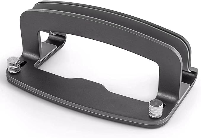 LOTEYIKE Aluminum Vertical Laptop Stand, MacBook Pro Laptop Vertical Stand Dock Holder with Adjustable Slot Fits All Laptops Notebook Tablets MacBook Air- Save Space & Improve Airflow, Grey