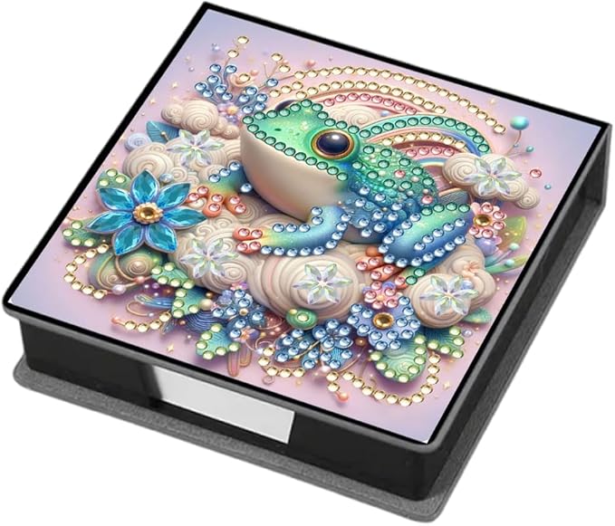 FRANDEK Flog Creative Diamond Art Desk Organizer, DIY PU Note Box with 160 Sheets, All-in-One Gift Set for Craft Lovers, Elegant Mosaic Kits for Home & Office