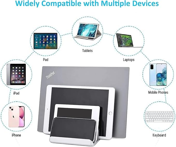 Vertical Laptop Stand 3 Slots [Updated Version], Desktop Stand Holder with Adjustable Dock, 4 in 1 Design Space-Saving Laptop Stand for Desk MacBook/Surface/Samsung/HP/Dell/Chrome Book