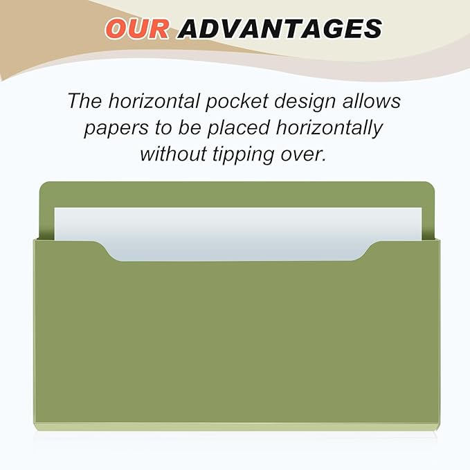 Fuutreo 6 Pcs Magnetic Wall File Organizer Magnetic Wall File Holder Refrigerator Magazine Holder for Mail Letters Paper(Dark Vintage,Horizontal-large)