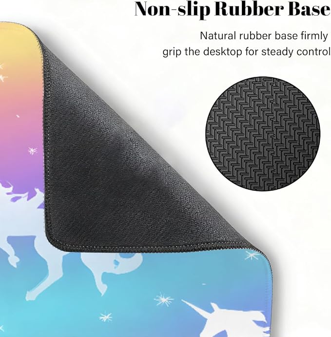 Large Mouse Pad Rainbow Galaxy Unicorn Non-Slip Rubber Long Gaming Desk Mat Big Computer Keyboard Mousepad Waterproof Protector Wristing Pad for Gaming Office Home Decorative 31.5 X 11.8 Inch