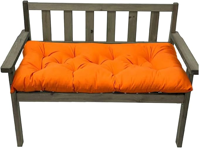 Outdoor Swing Bench Cushions Waterproof Tufted Bench Cushion for Outdoor Garden Recliner Seat Pads Sofa Pads 40" x 20", Orange
