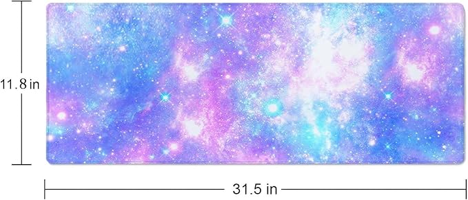 Magical Galaxy Star Desk Mat Pink and Blue Mouse Pad Large Dark Aesthetic Desk Pad Gaming Mousepad Extended XL 31.5 x 11.8 in Laptop Computer Mouse Keyboard Mat