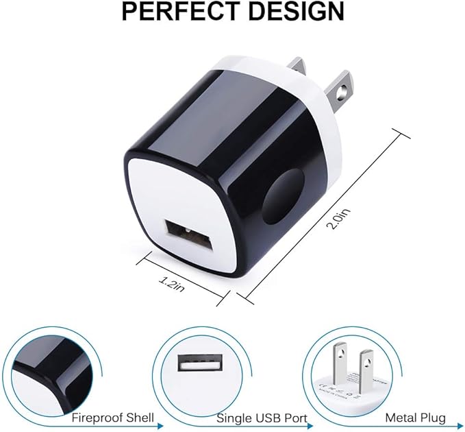 Wall Adapter, USB Wall Charger 6 Pack, UorMe 1A 5V Single Port USB Plug Power Adapter Compatible iPhone 14 Plus 13 12 11 Xs XR X 8, Samsung Galaxy S22 Ultra S22+ S22 A21 S10e S9 Note 20,Google Pixel 6