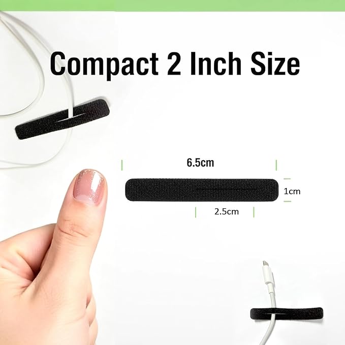 Patu Reusable Fastening Charging Cable Ties - 30 Pcs 2 Inch Slotted Microfiber Cloth Hook and Loop Cord Management Wire Organizer Straps, Black