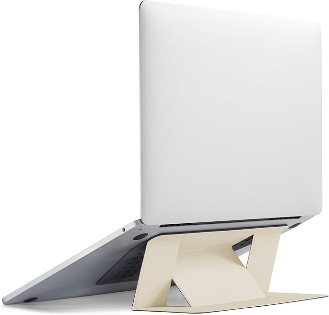 MOFT Laptop Stand for Desk, Adhesive MacBook Computer Stand with 2 Adjustable Viewing Angles, Foldable and Portable Laptop Riser Compatible with 11"-16" Laptops, Earthen Beige(Adhesive Version)