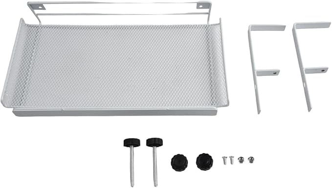 Adjustable Under Desk Cable Management Tray, 4.5-8.5cm Height Carbon Steel Wire Organizer Shelf for Office Home, No Drill Hanging Cord Holder Rack, Black or White(White L)