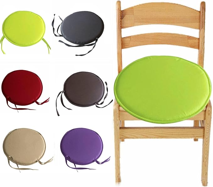 Dining Chair Cushions, Removable Waterproof Comfortable Seat Cushions with Ties,Circular Non-Slip Comfort Office Chair Cushion for Office Patio Coffee Shop Dining Bistro Indoor Outdoor Garden