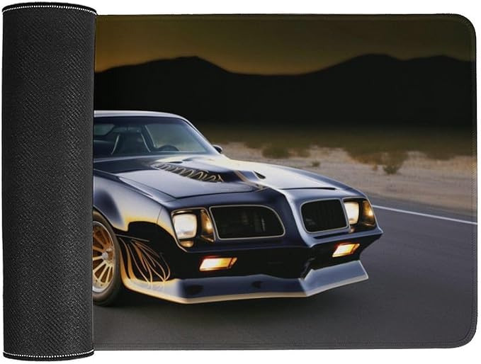 Car Large Mouse Pad Gaming Mousepad Classic Automotive Black Cool American Muscle Car Desk Mat for Keyboard and Mouse Mat Non-Slip Rubber Desk Pad 40X75cm