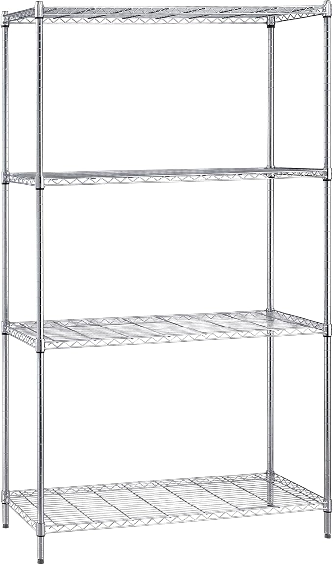 Quantum Storage Systems WR86-1830C Starter Kit for 86" High 4-Tier Wire Shelving Unit, Chrome Finish, 18" Width x 30" Length x 86" Height
