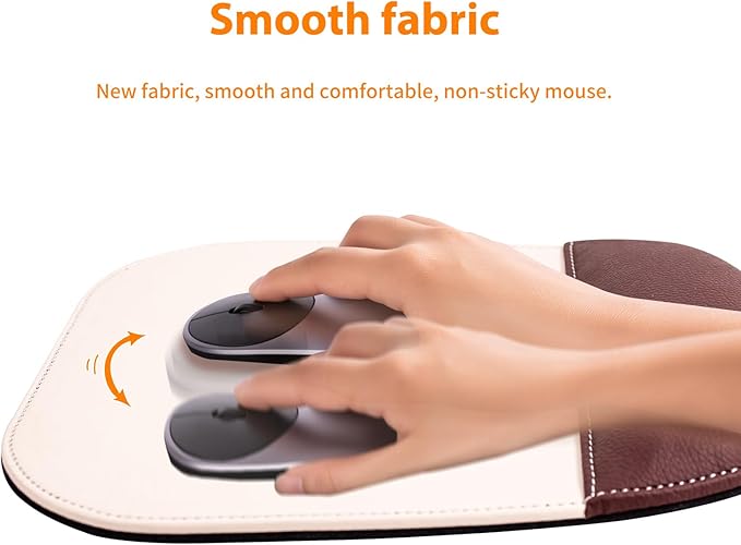 Black Office Square Leather Mouse Pad with Wrist Rest Non-Slip Design, Business Style Gaming PU Mousepad for Learners, Workers &Computer Users. (S-Beige)