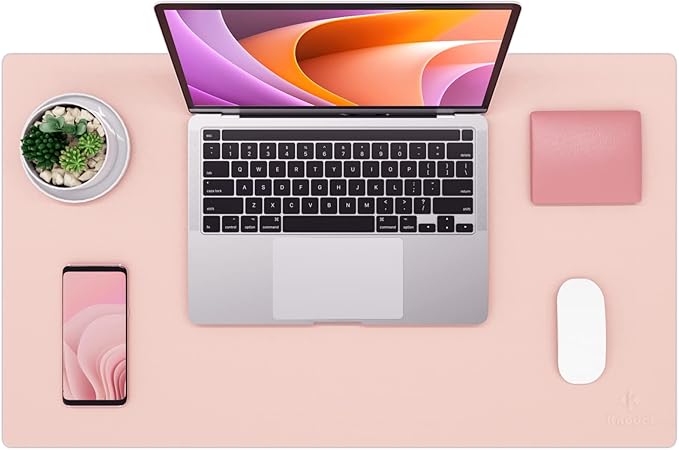 K KNODEL Non-Slip Desk Mat, Desk Pad, Desk Blotter, Desktop Mat for Desk, Small Desk Protector, Office Computer and Laptop Mat for Desk (23.6"x13.8", Pink)
