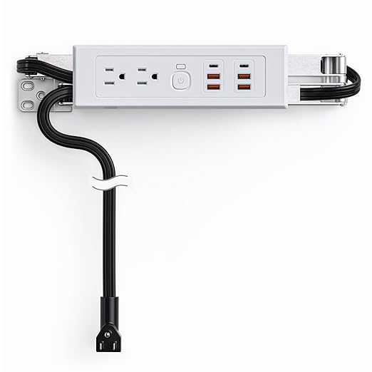 Drawer Outlet Kit PD30W USB-C Fast Charging Station USB Power Cabinet Plug Charging Strip Recessed Vanity Table Box Desk Nightstand Mount Organizer, 14 AWG Power Cable for Kitchen Bedroom-White