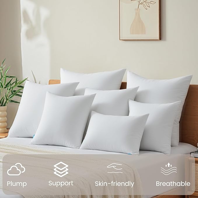 QUIETSEA 26x26 Pillow Inserts, 2 Pack Down Alternative Euro Pillow Inserts, Fluffy Soft Square Decorative Pillows for Bed, Couch and Sofa