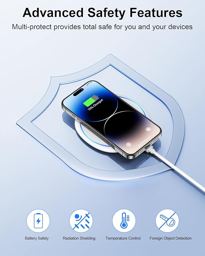 Fast Wireless Charger, NANAMI 7.5W Charging Pad with PD3.0 Adapter USB Phone Charger for iPhone 17/17 Air/16/15/14/13/12/11 Pro, Airpods 2, 10W for Samsung Galaxy S26/S26+/S25/S24/S23/S22/S21/S20