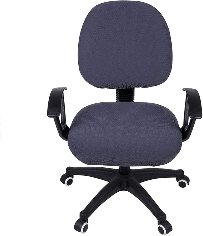 Smiry Stretch Jacquard Office Computer Chair Covers, Removable Washable Universal Desk Rotating Chair Slipcovers Protector, Seat + Backrest Cover, Dark Grey