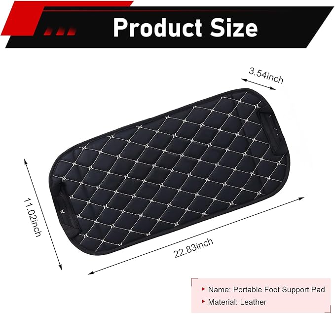 Car Foot Hammock, Leather Comfortable Car Seat Foot Rest, Ergonomic Vehicle Seatback Legs Relaxation Accessory, Universal for Traveling Camping Office (Black & White)