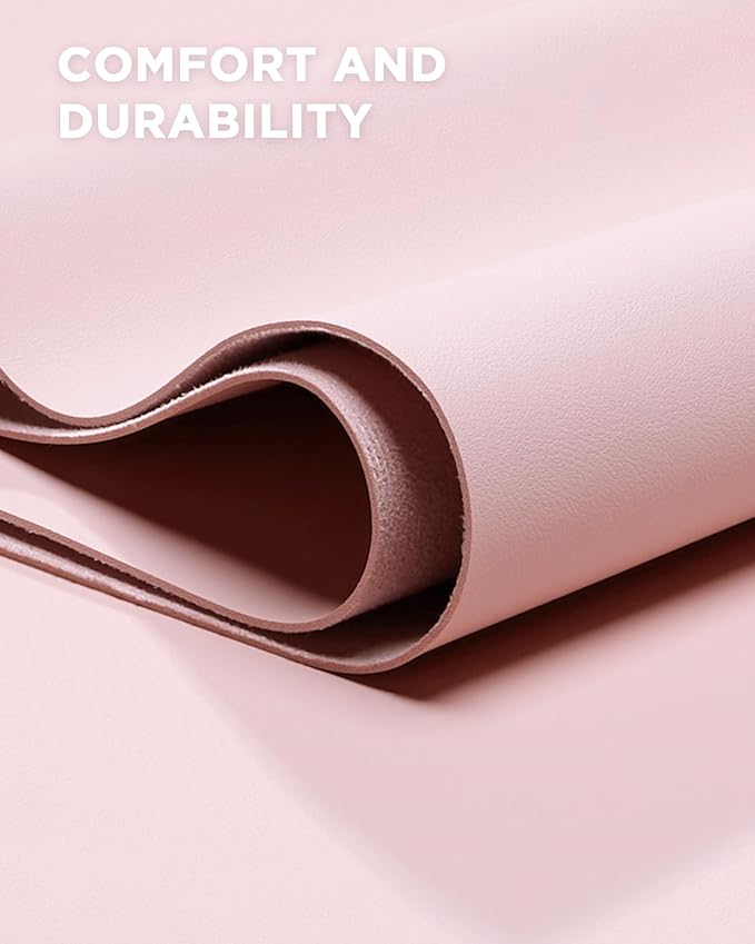 YSAGi 55" x 17" Large PU Leather Desk Mat for Keyboard and Mouse - Waterproof Non-Slip Desk Pad Protector for Office, Home, Writing Desk, Pink