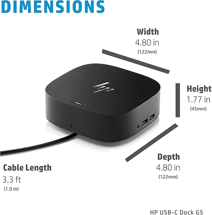 HP USB-C Essential Dock G5 Multiport Docking Station with USB-C, HDMI, Ethernet, DisplayPort, Includes Dockztorm USB Port Expander 10-Pack