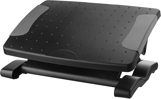 Kantek Ergonomic Adjustable Height Under Desk Footrest, 4 Height Setting, Adjustable Tilt Angle, Supports Legs to Enhance Comfort and Relieve Muscle Fatigue