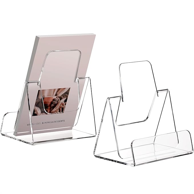 HeZone Acrylic Brochure Holder 8x9 Inch,Clear Pamphlet Holder Display Stand for Trifold 8&9&11 Inch Flyers,Pamphlets,Booklets,Menu,Leaflets for Office,Home,Store,2 Pack,A4