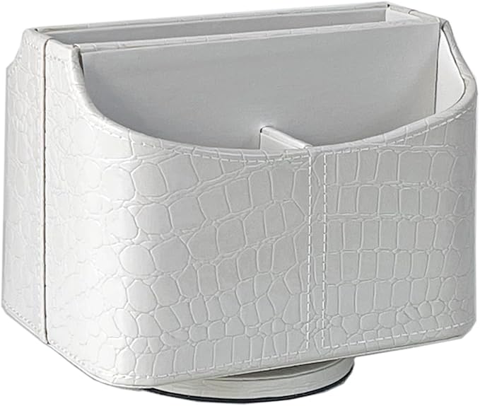 UnionBasic Rotating Desk Organizer, 360 Desk Spinning Caddy, Desktop TV Guide/Mail/Media/Remote Controller Holder Organizer, Crocodile White