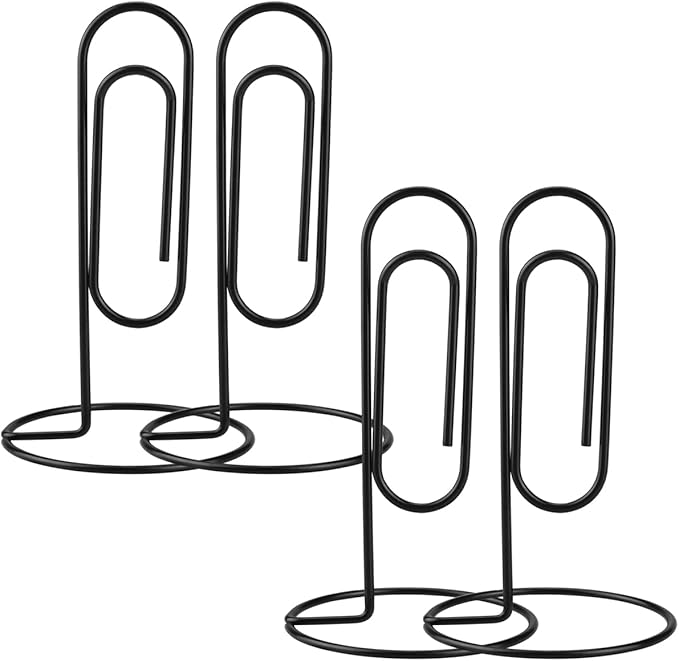 Table Number Holders, 4Pcs Jumbo Desk Paper Clip Table Place Card Holder Office Stand Memo Holders Desktop Memo Holder Picture Holder Office Accessory to Hold Bills Letters Reminders and Notes