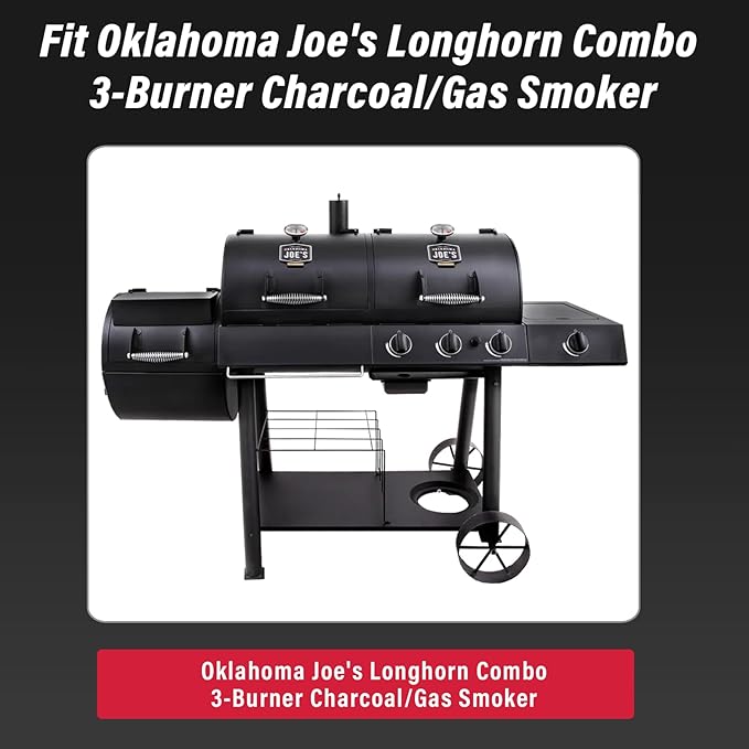 Utheer Front Shelf for Oklahoma Joe's Longhorn Combo 3-Burner Charcoal/Gas Smoker Grill, Heavy-Duty Steel Oklahoma Joe Grill Parts with 4 Tool Hooks, 17.6" x 12.1" Replacement Accessories