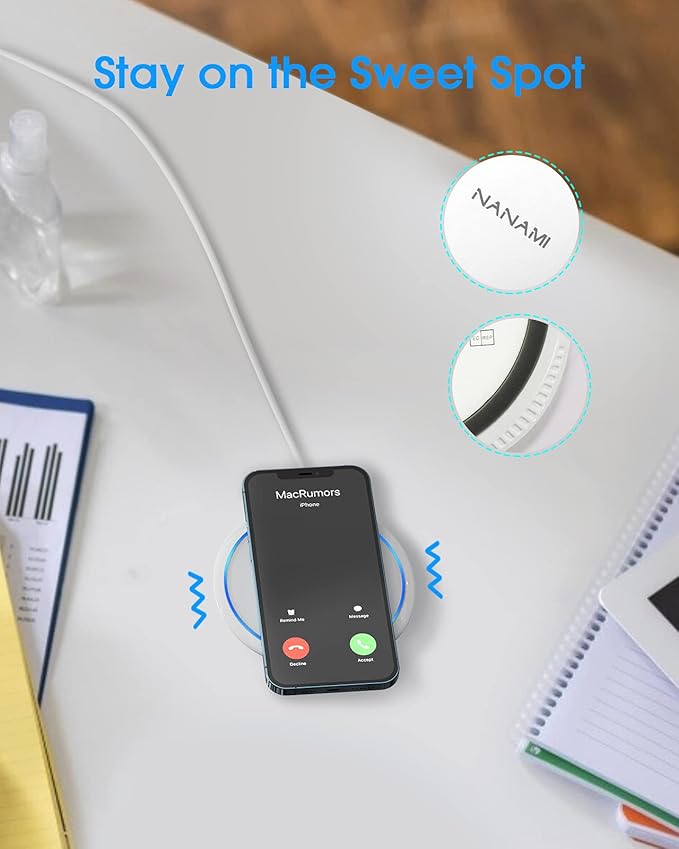 Fast Wireless Charger, NANAMI 7.5W Charging Pad with PD3.0 Adapter USB Phone Charger for iPhone 17/17 Air/16/15/14/13/12/11 Pro, Airpods 2, 10W for Samsung Galaxy S26/S26+/S25/S24/S23/S22/S21/S20