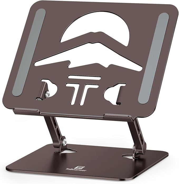 Laptop Stand, Ergonomic Adjustable Computer Stand for Collaborative Work, Foldable and Portable Heat Sink Computer Stands, Fits up to 16-inch Laptops (Coffee Brown)