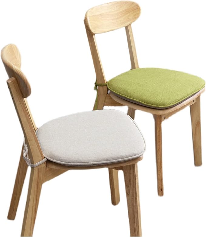 U Shaped Chair Cushion Cover with Ties for Dining Chair Pad Set of 4 Linen Thick Non Slip Seat Cushion for Kitchen Living Room Office Chair Decor Machine Washable 17"x 16" (Red, 4)
